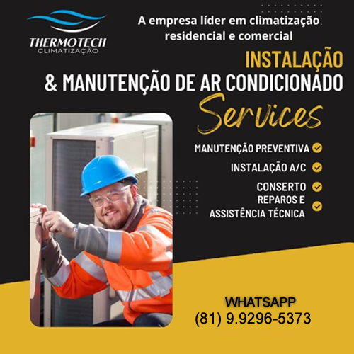 Técnico da Thermotech realizando manutenção em ar condicionado